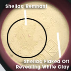 1930-1969 white clay with shellac remnant