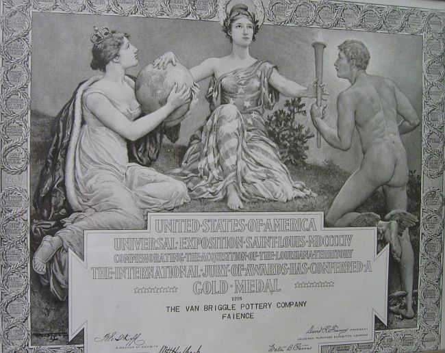 Gold medal certificate from the 1904 St. Louis Exposition