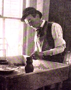 Potter at the wheel during first year of production, 1901