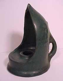 Large Van Briggle matte green candleholder, 1915