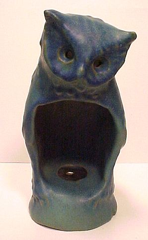Van Briggle owl night light candle holder, teens era