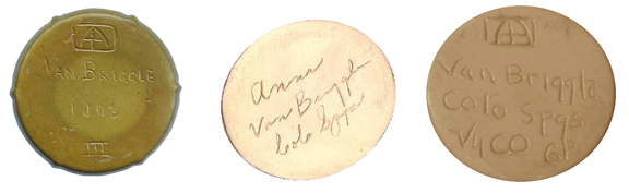 Comparison of Van Briggle bottom markings across different eras